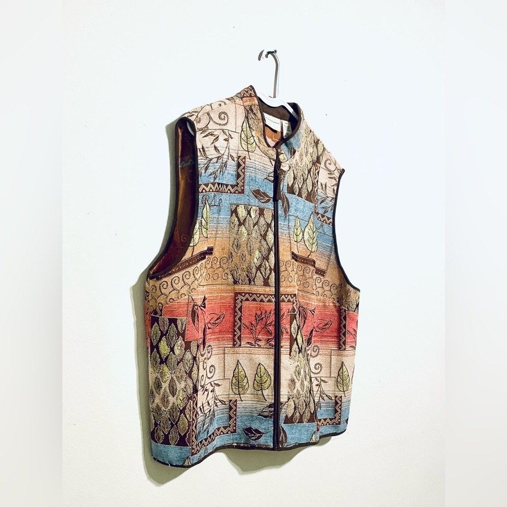 Vtg Alfred Dunner Southwestern Tapestry Zip Up‎ Vest 24W Barn Cottage Gorpore - Picture 2 of 7